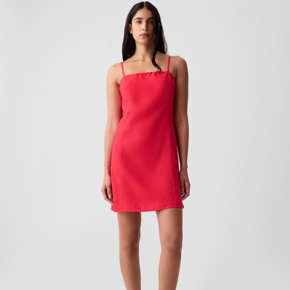 NWT GAP Linen-Blend Mini Dress Size Large Slipper Red - Picture 1 of 15